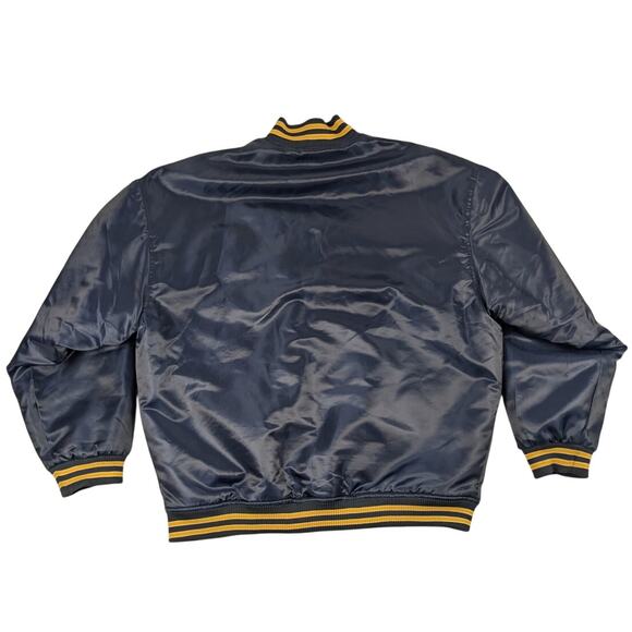 Vintage Michigan University Satin Bomber Jacket Script Wolverines U of M Size XL - Picture 6 of 8